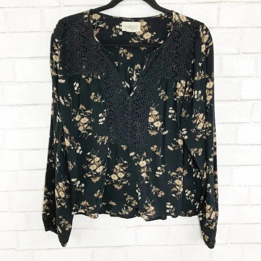 Denim & Supply Long Sleeve Floral Blouse, Medium